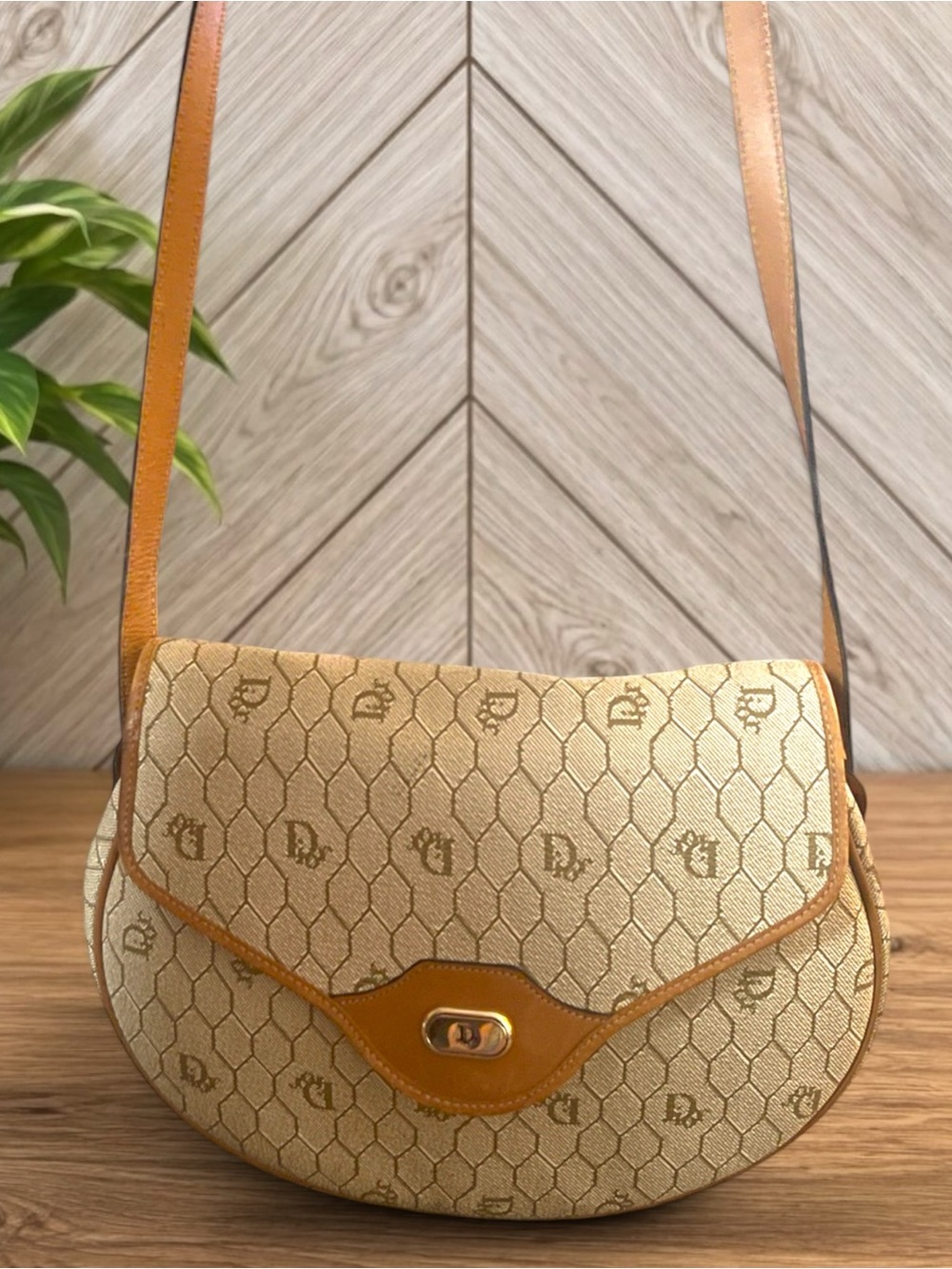 CHRISTIAN DIOR Vintage Honeycomb Flap Crossbody Monogram Saddle Silhouette